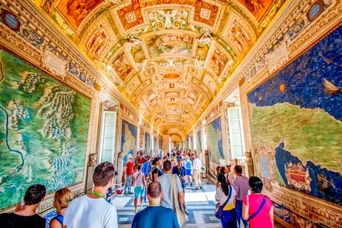 Official Vatican guide leading a tour through the Vatican Museums